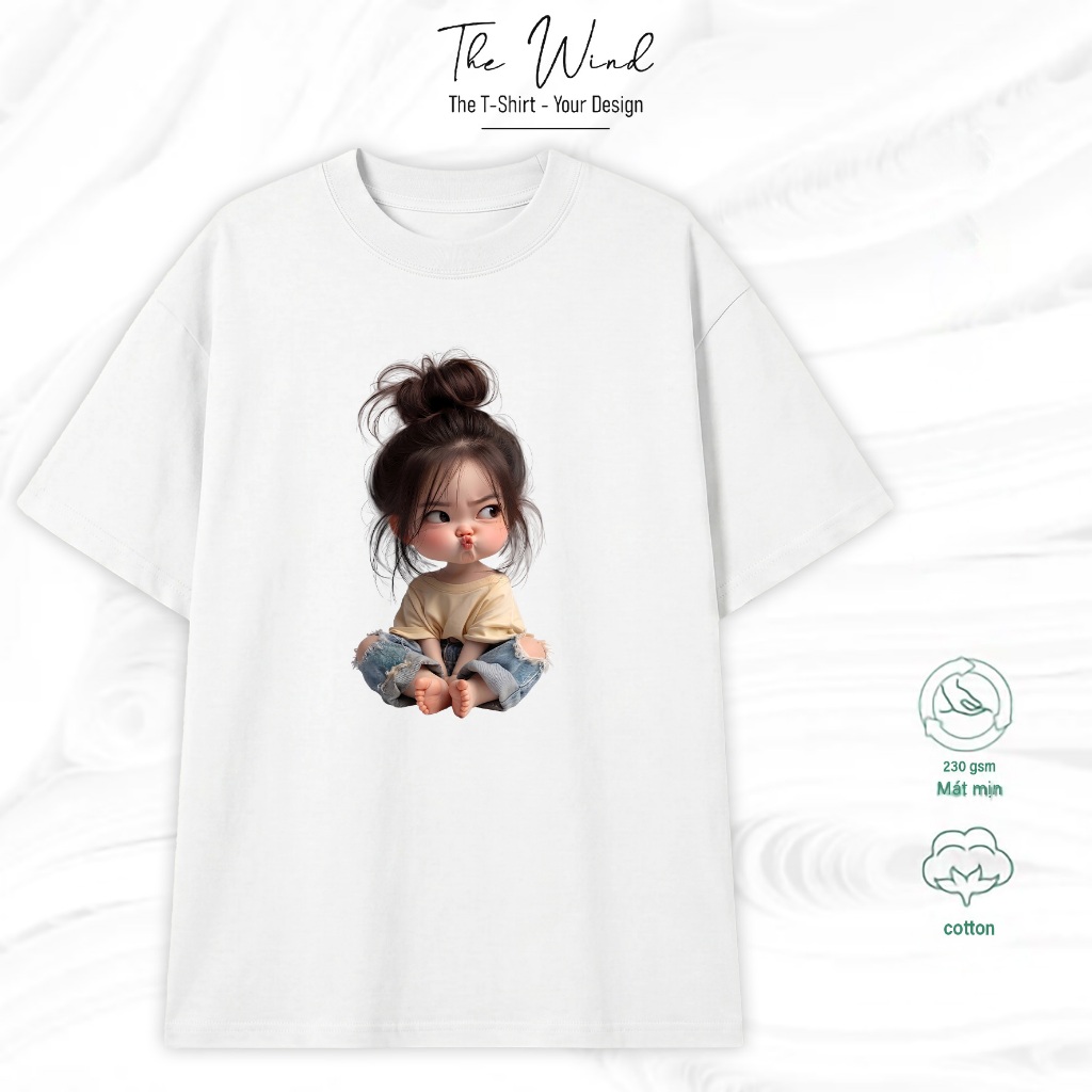 Áo thun in hình cô gái chu mỏ đáng yêu Form Dáng Rộng Cotton Cao Cấp Premium