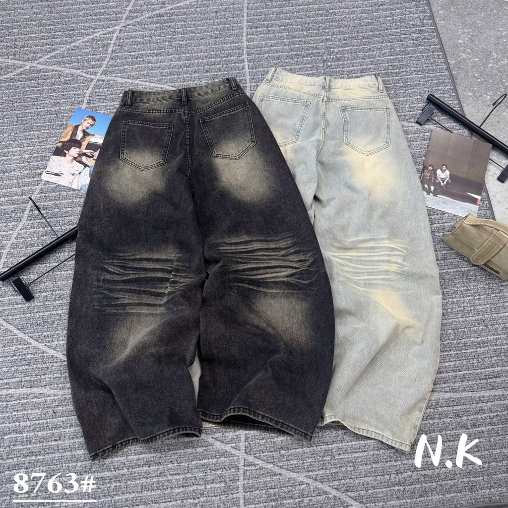 📍Quần Xuông Jeans túi hộp loang tán đinh siu chất hottrend QC loại new e về full 2 màu‼️
