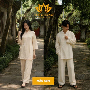 Tràng lỡ dành cho Nam Nữ Phật tử. Chất vải linen Hàn Cao cấp loại 1 mềm mát, thấm mồ hôi tốt - Tuệ Quang