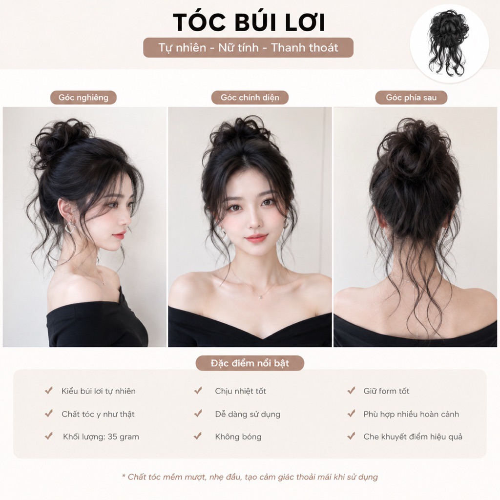 [GIÁ ƯU ĐÃI] TÓC GIẢ BÚI CÁC LOẠI CHO NỮ LÀM DÀY TÓC HÀNG CAO CẤP CỰC TỰ NHIÊN