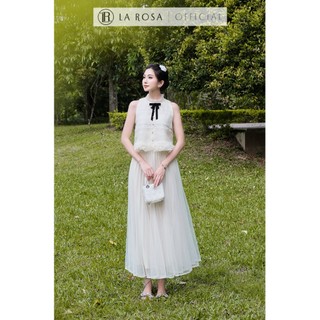 Set Váy Dáng Dài La Rosa Áo Cổ Yếm Phối Nơ Nổi Bật Kèm Chân Váy Maxi Lưới Dáng Xòe Sang Chảnh A1105 - CV1082