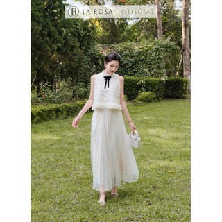 Set Váy Dáng Dài La Rosa Áo Cổ Yếm Phối Nơ Nổi Bật Kèm Chân Váy Maxi Lưới Dáng Xòe Sang Chảnh A1105 - CV1082