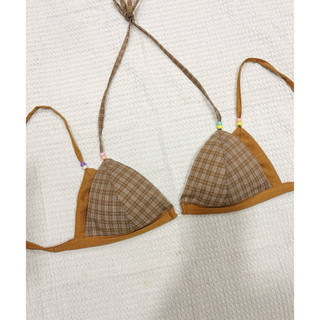Set đồ lót đi biển phối 2 màu tone nâu cực xinh -  handmade by Mimi House