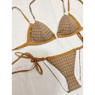 Set đồ lót đi biển phối 2 màu tone nâu cực xinh -  handmade by Mimi House