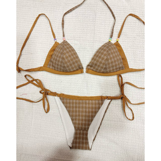 Set đồ lót đi biển phối 2 màu tone nâu cực xinh -  handmade by Mimi House