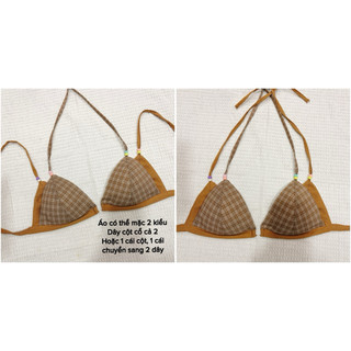 Set đồ lót đi biển phối 2 màu tone nâu cực xinh -  handmade by Mimi House