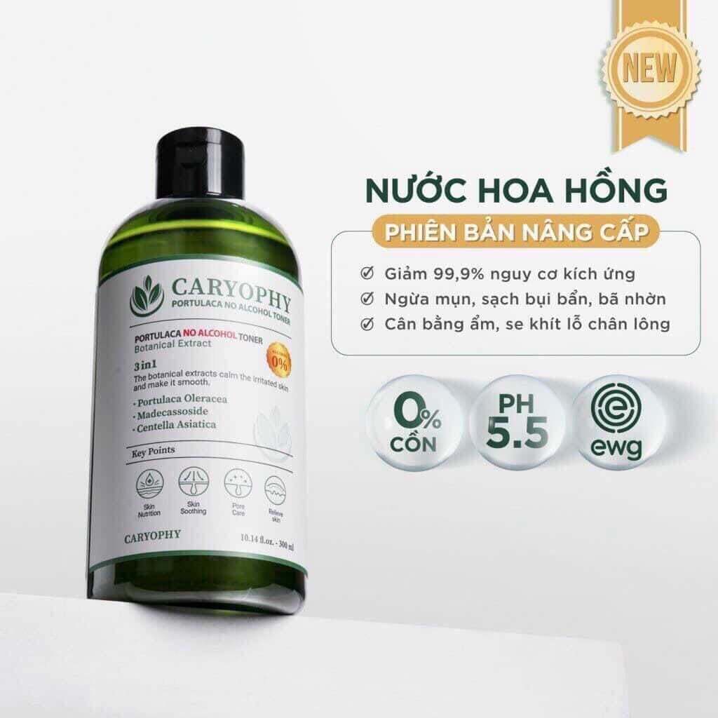 Nước Hoa Hồng Giảm Mụn Caryophy Portulaca Toner cấp ẩm ngừa mụn 300ml Vanilla Cosmetics