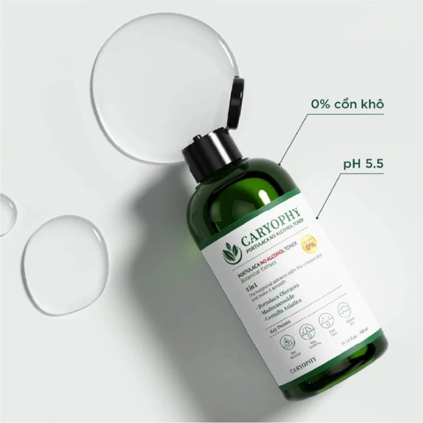 Nước Hoa Hồng Giảm Mụn Caryophy Portulaca Toner cấp ẩm ngừa mụn 300ml Vanilla Cosmetics
