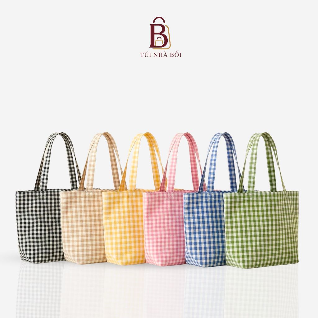 Túi Tote Caro Nhiều Màu Siêu Xinh – Túi Vải Canvas Form Rộng Đi Học, Đi Chơi  – Túi Nhà Bối T23