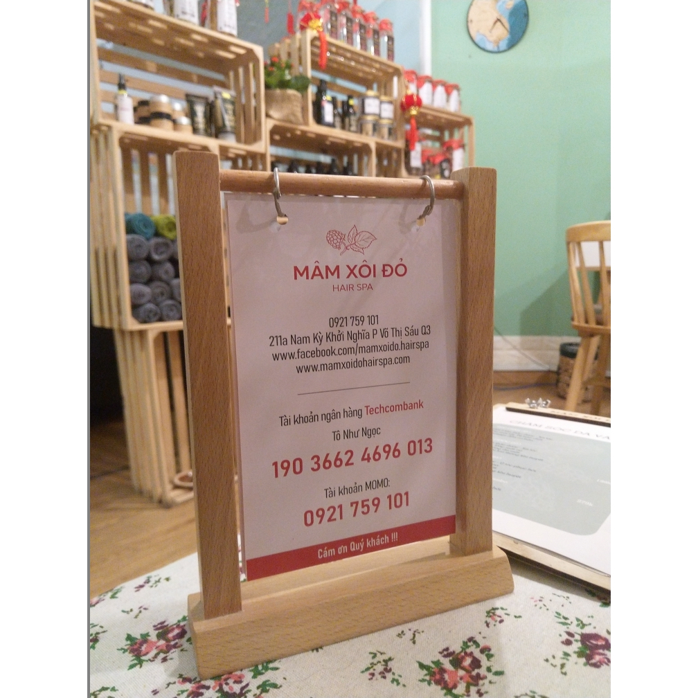 Menu Để Bàn Khung Treo Bằng Gỗ Cao Cấp, Standee Để Bàn A5 Cho Nhà Hàng Quán Cà Phê