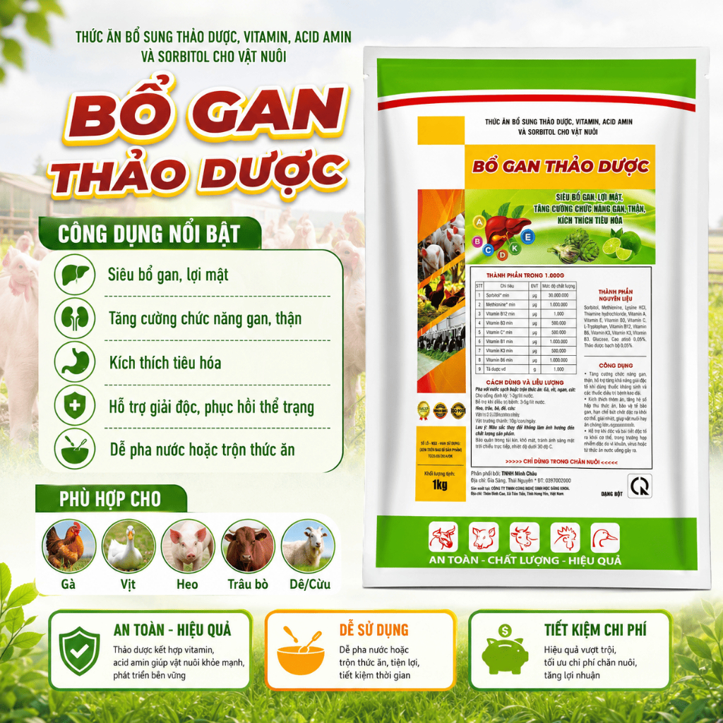 Giải độc gan, thận , bổ nội tạng 1kg cho uống, trộn thức ăn, giải độc, tăng cường chức năng gan thận