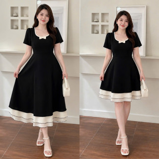 Đầm Mặc Tết BigSize Nữ Dáng Ngắn & Dài, Tay Ngắn Cổ Nơ, Chất Liệu Ruby Hàn Mềm Mát 58-92kg A692-A693