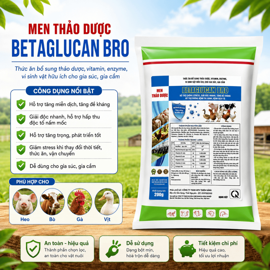 Be ta glu can 1kg tăng đề khá. ng, nâng cao sức khỏe tăng miễn d.ịch gia.i đ,ộc cho gà, vịt, heo, trâu bò