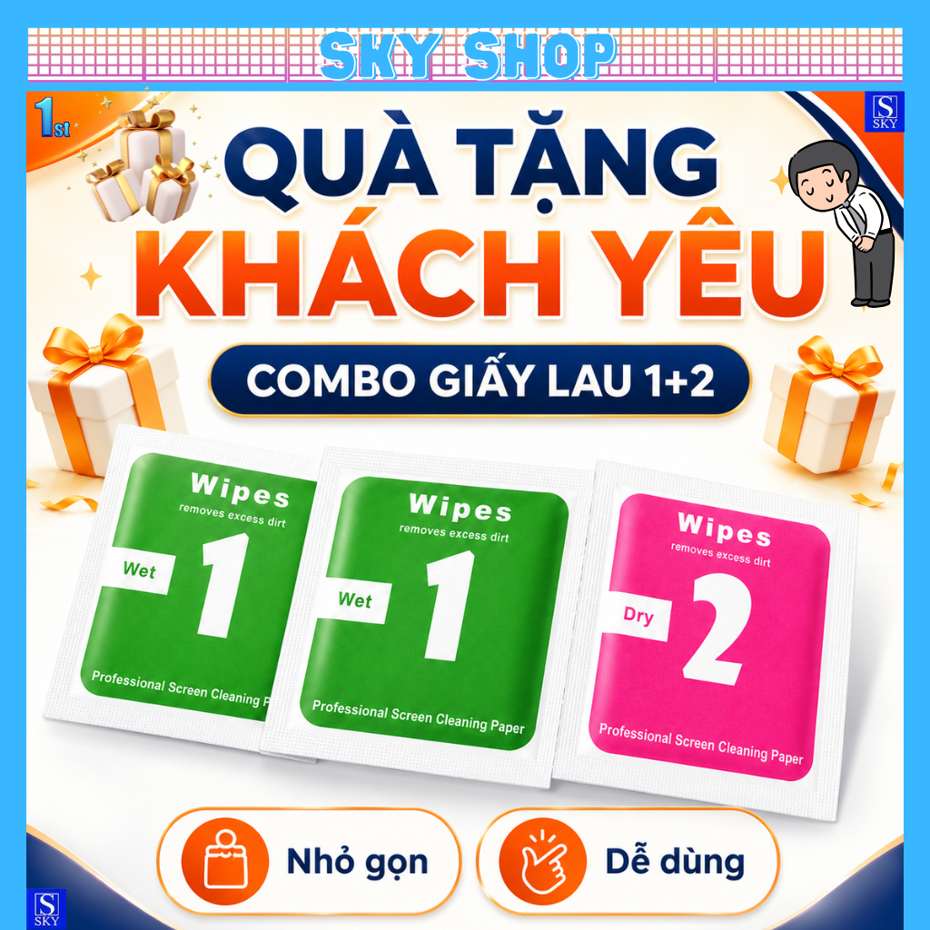 [QUÀ TẶNG GIẤY LAU] Khăn lau 1 và 2 mếng lau vệ sinh màn hình điện thoại [VIP1]