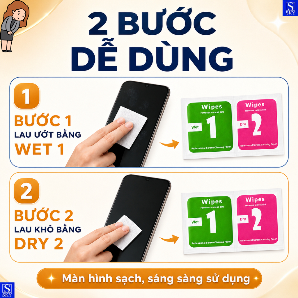 [QUÀ TẶNG GIẤY LAU] Khăn lau 1 và 2 mếng lau vệ sinh màn hình điện thoại [VIP2]