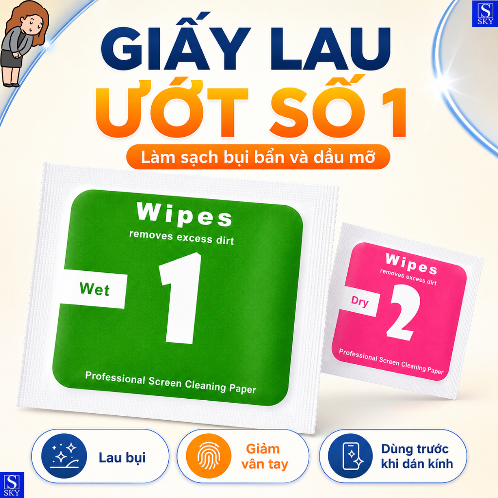 [QUÀ TẶNG GIẤY LAU] Khăn lau 1 và 2 mếng lau vệ sinh màn hình điện thoại [VIP1]