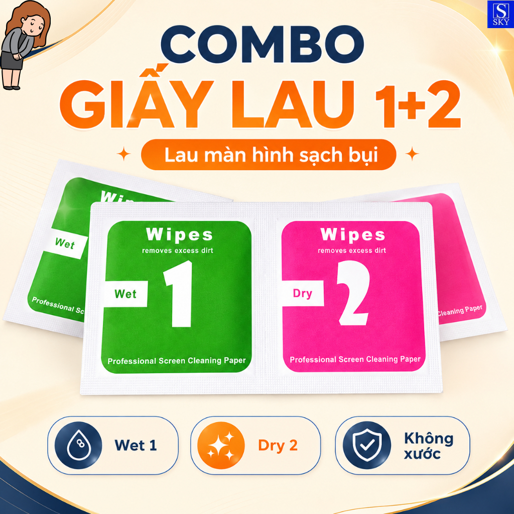 [QUÀ TẶNG GIẤY LAU] Khăn lau 1 và 2 mếng lau vệ sinh màn hình điện thoại [VIP1]