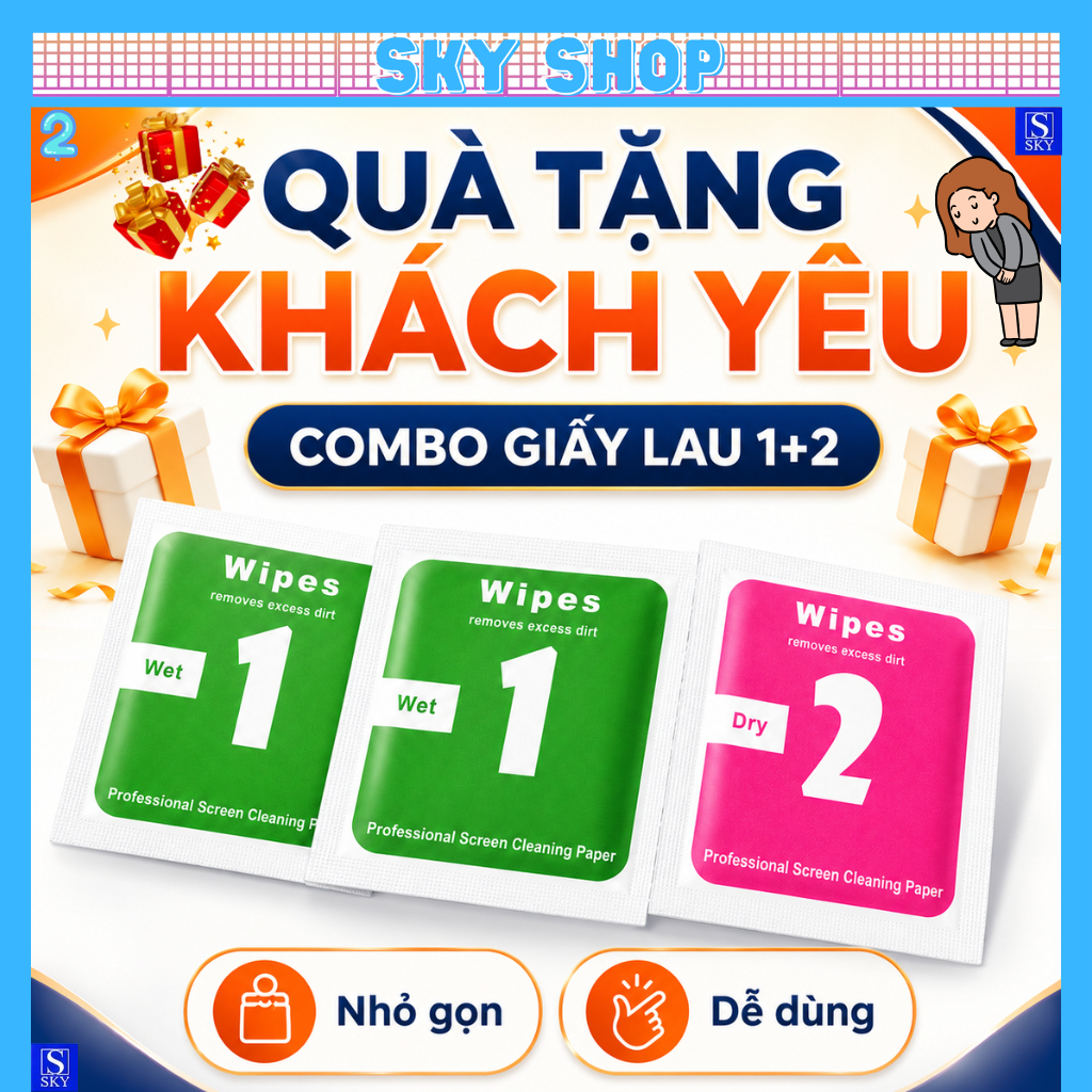 [QUÀ TẶNG GIẤY LAU] Khăn lau 1 và 2 mếng lau vệ sinh màn hình điện thoại [VIP2]
