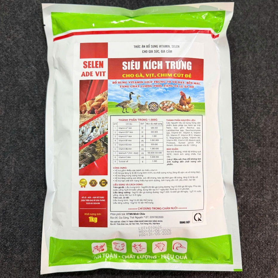 ADE tăng trứng cho gà, vịt, chim cút gói 1kg
