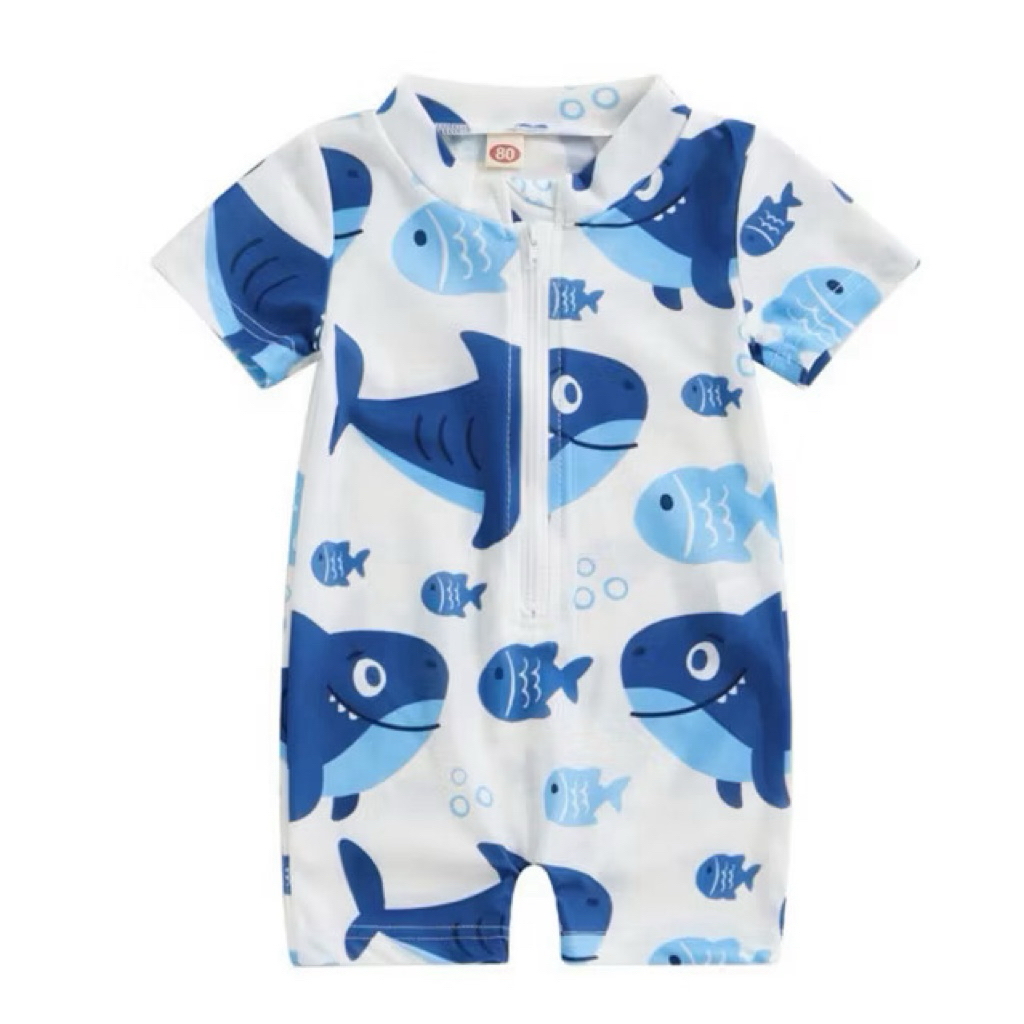 Đồ bơi cho bé trai hoạ tiết cá mập dễ thương, đồ bơi bé trai sz 8-30kg