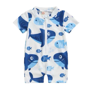 Đồ bơi cho bé trai hoạ tiết cá mập dễ thương, đồ bơi bé trai sz 8-30kg