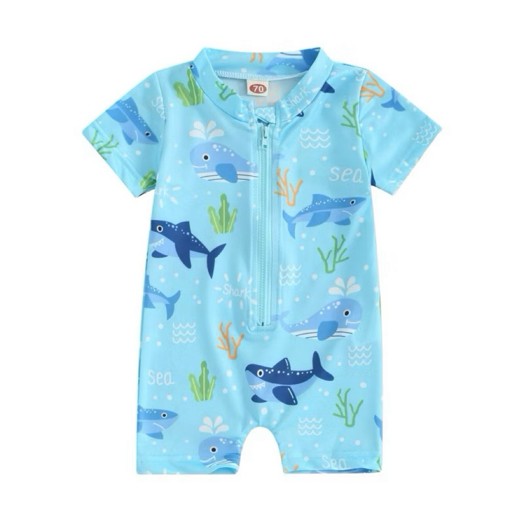 Đồ bơi cho bé trai hoạ tiết cá mập dễ thương, đồ bơi bé trai sz 8-30kg