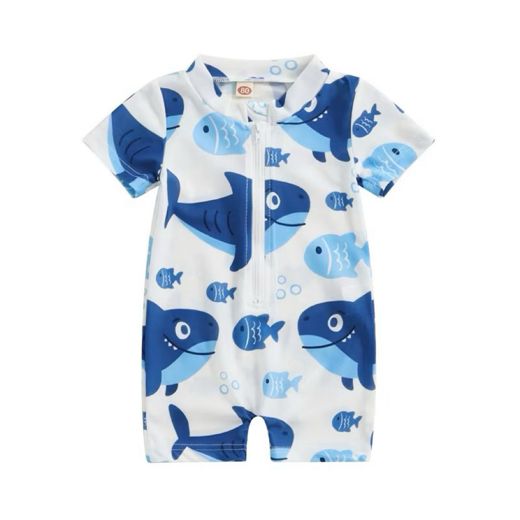 Đồ bơi cho bé trai hoạ tiết cá mập dễ thương, đồ bơi bé trai sz 8-30kg