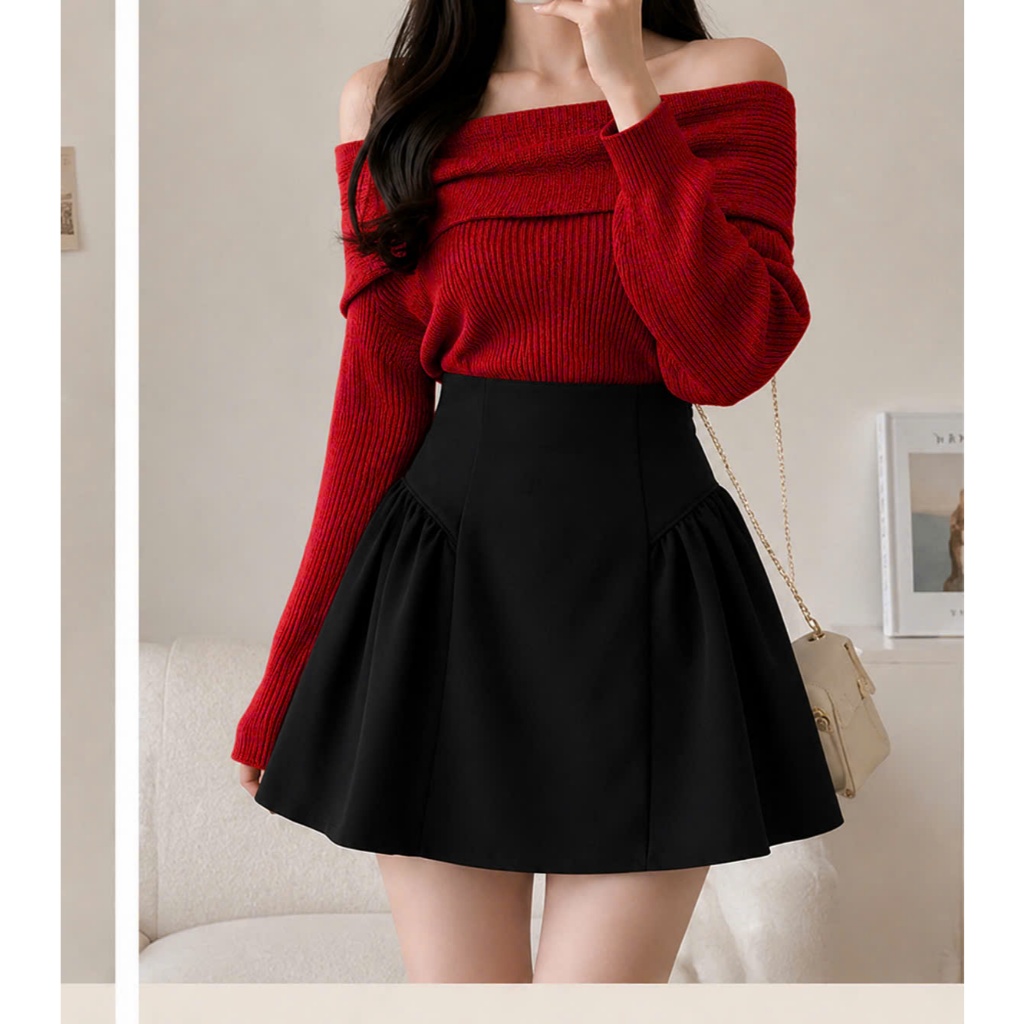 Chân Váy Lưng Cao Dáng Xòe Bigisize Nữ Có Lót Trong Dây Kéo Giọt Lệ Chất Vải Tây Mềm Mại Đứng Phom CV401
