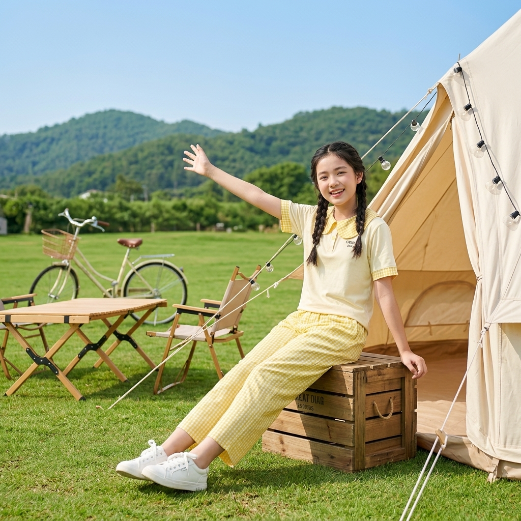 Set áo cổ sen phối quần kẻ cho bé gái size đại BEESHOP H26096