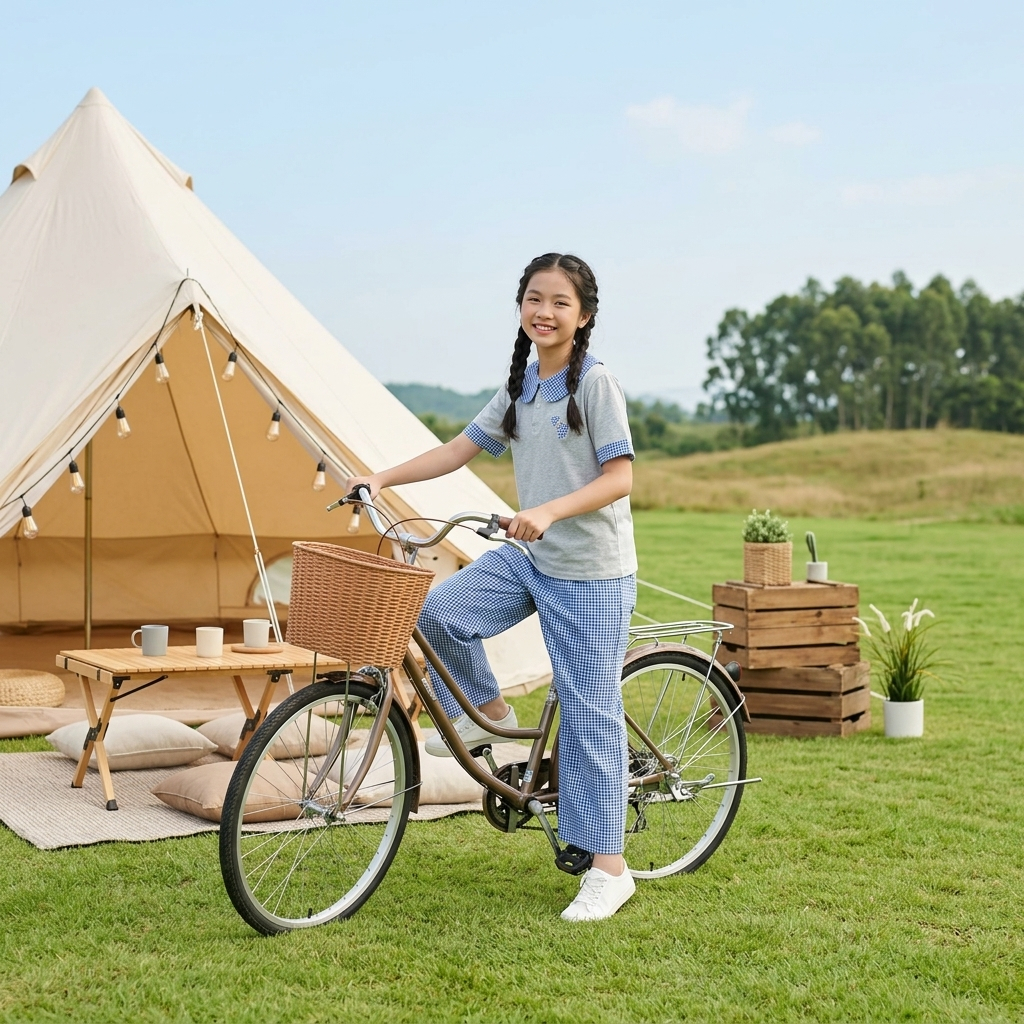 Set áo cổ sen phối quần kẻ cho bé gái size đại BEESHOP H26096