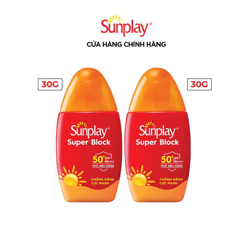 [VB] Combo 2 Kem chống nắng Sunplay cực mạnh, ngừa đen sạm da hiệu quả dạng sữa Sunplay Super Block SPF 50+, PA++++ 30g