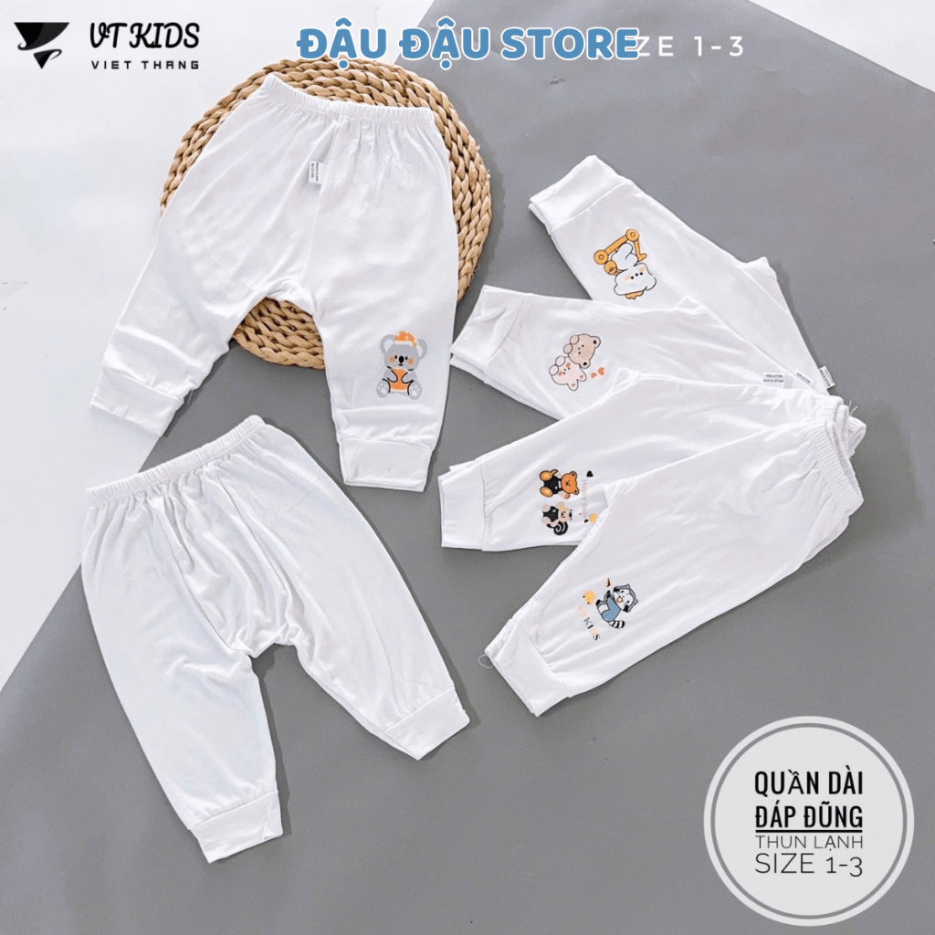 Set 5/10 quần dài quần chục thun lạnh đáp đũng bỏ bỉm cho bé gái bé trai 3-9kg vải mềm mịn [QDL68] Đậu Đậu Store