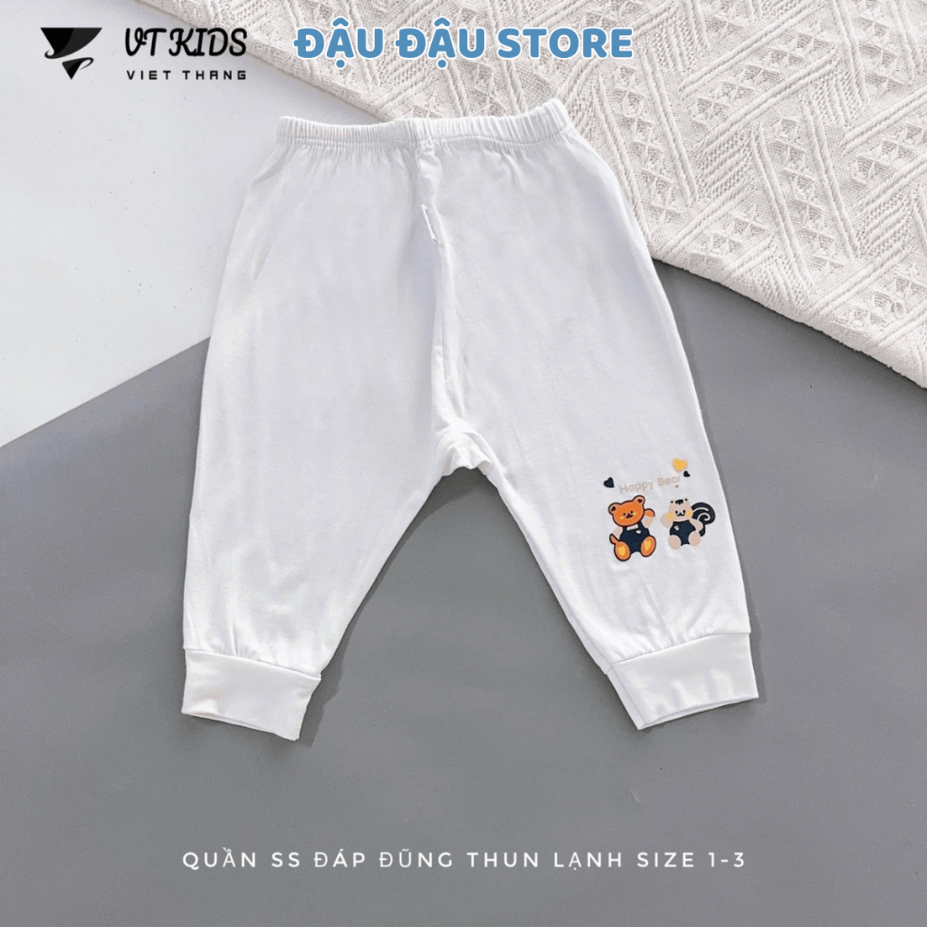 Set 5/10 quần dài quần chục thun lạnh đáp đũng bỏ bỉm cho bé gái bé trai 3-9kg vải mềm mịn [QDL68] Đậu Đậu Store