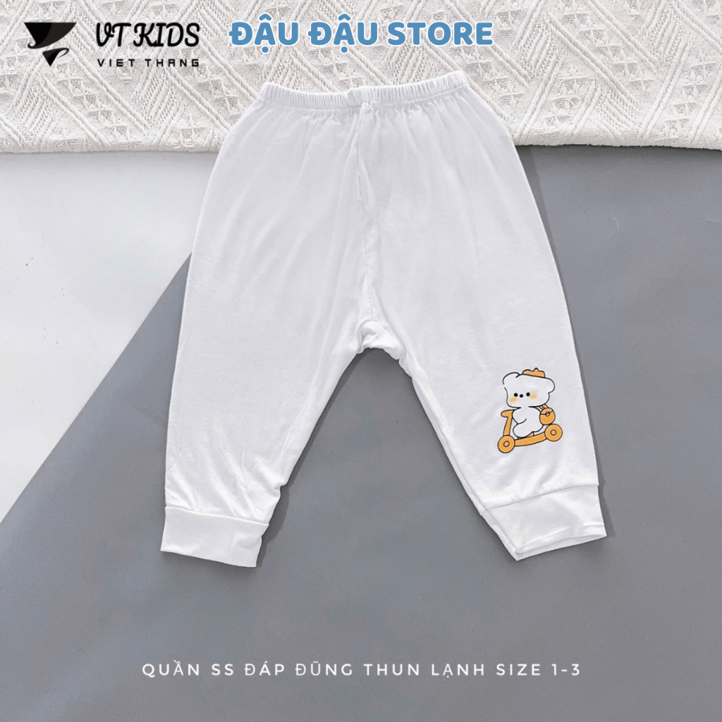 Set 5/10 quần dài quần chục thun lạnh đáp đũng bỏ bỉm cho bé gái bé trai 3-9kg vải mềm mịn [QDL68] Đậu Đậu Store