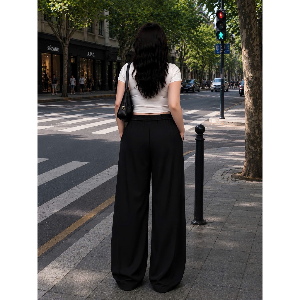Quần Dài Nữ Ống Rộng Bigsize Cạp Cao Siêu Hách Dáng, Quần Ống Suông Bigsize Nữ Nắp Vải Cotton Lạnh Mềm Mát QDNT