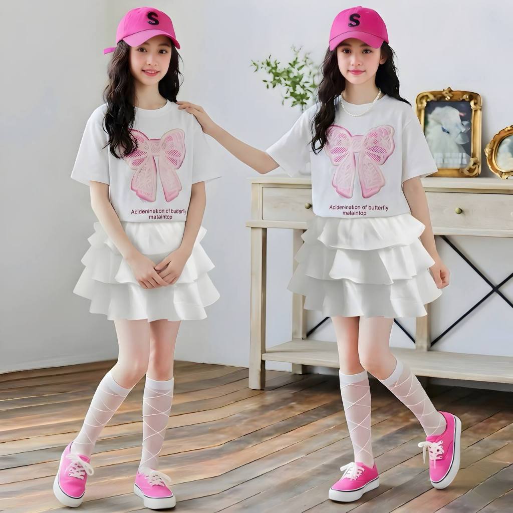 Chân váy trắng xếp tầng cho bé gái size đại BEESHOP H26099