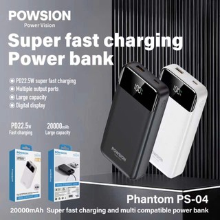 Pin Dự Phòng POWSION PS-04 20000mAh TypeC PD 20W, USB-A QC3.0 22.5W, Màn hình LCD