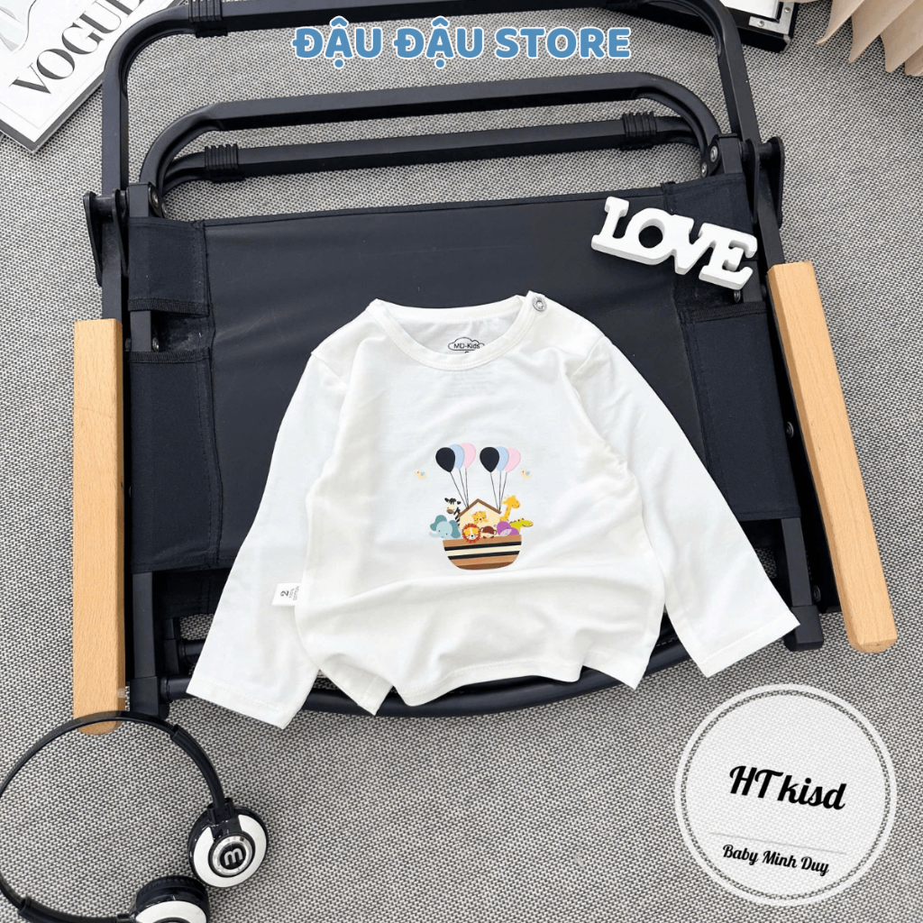 Set 3-5 áo dài tay thun lạnh petit cài vai  cho bé 4-14kg phối màu mềm mịn mát in hoạ tiết  MV - AL18 Đậu Đậu Store