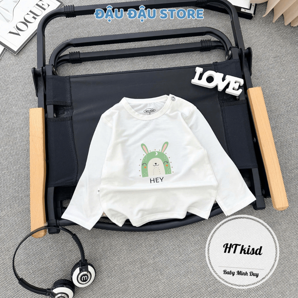 Set 3-5 áo dài tay thun lạnh petit cài vai  cho bé 4-14kg phối màu mềm mịn mát in hoạ tiết  MV - AL18 Đậu Đậu Store