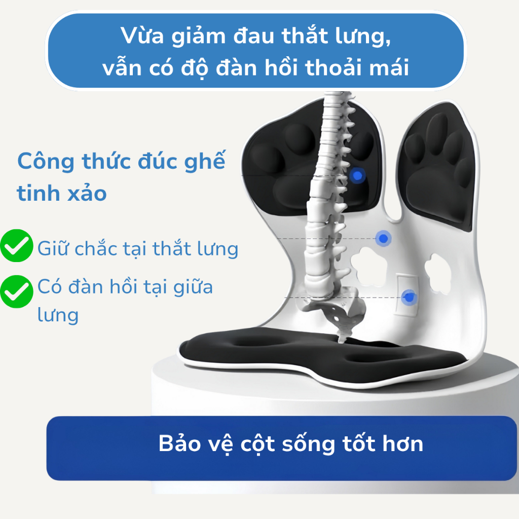 (Bản Đặc Biệt) Ghế Tựa Lưng 99Home Chống Gù Ghế Công Thái Học Ứng Dụng 4 Sáng Chế Giảm Đau Mỏi Lưng