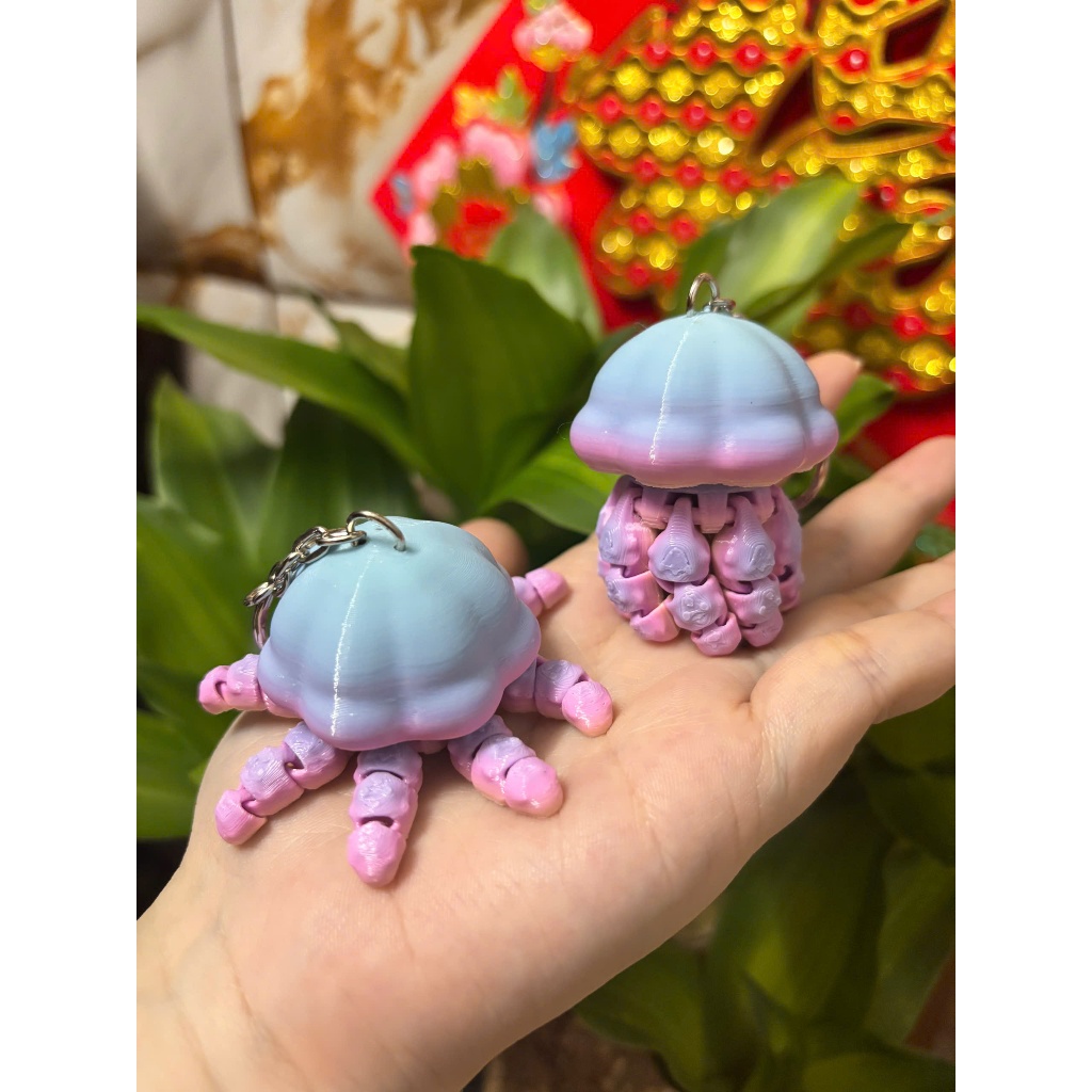 Móc Khóa Sứa Biển 3D Khớp Động Dễ Thương – Quà Tặng Cute - Phụ Kiện Trang Trí Balo, Túi Xách Độc Đáo