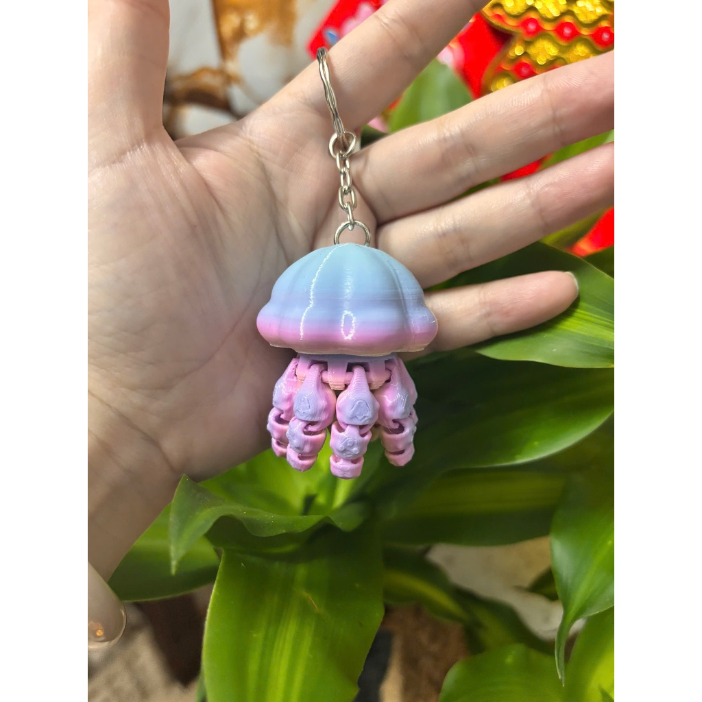 Móc Khóa Sứa Biển 3D Khớp Động Dễ Thương – Quà Tặng Cute - Phụ Kiện Trang Trí Balo, Túi Xách Độc Đáo