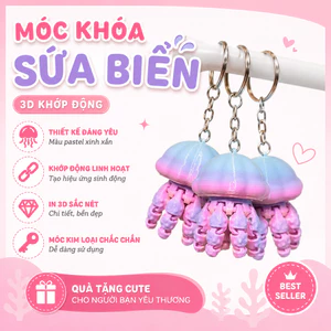Móc Khóa Sứa Biển 3D Khớp Động Dễ Thương – Quà Tặng Cute - Phụ Kiện Trang Trí Balo, Túi Xách Độc Đáo