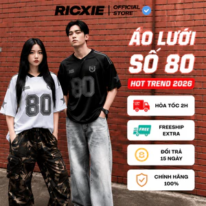 Áo Thun Lưới RICXIE Số 80 Form Rộng Unisex Oversize Couple Hot Trend 2026