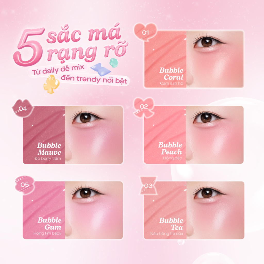 Má hồng kem dạng lỏng GSLAY Bubble Gleam Blush Serum căng bóng bắt sáng, mỏng nhẹ, lâu trôi thuần chay (4.5ml)