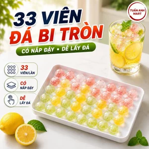 Combo 3 Khay đá bi tròn tủ lạnh 33 viên có nắp đậy, Khuôn làm thạch hoa quả hình bi tròn ngộ nghĩnh
