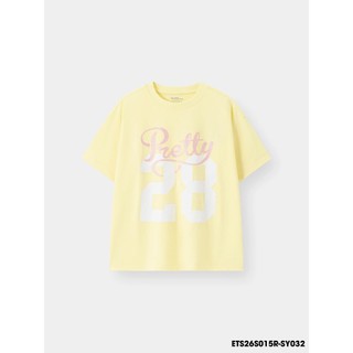 Áo Thun Không Cổ Bé Gái ETS26S015R | Wookids | 9-14 Tuổi | 100% Cotton Mềm Mại, Thoáng Mát, Dễ Thương