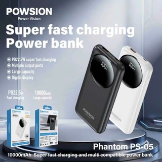 Pin Dự Phòng POWSION PS-05 10000mAh TypeC PD 20W, USB-A QC3.0 22.5W, Màn hình LCD