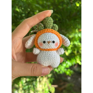 Móc khoá thỏ carot bằng len handmade dễ thương