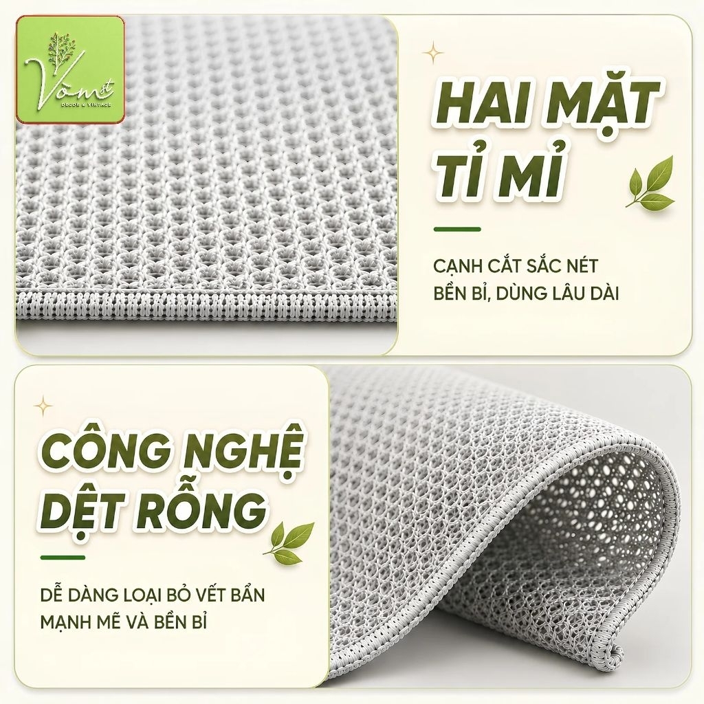 Combo Khăn Lưới Rửa Chén 2 LỚP Sợi Kim Loại Cao Cấp Vòm Decor – Cọ Rửa Đa Năng Sạch Dầu Mỡ, Dùng Cho Xoong Nồi Chảo